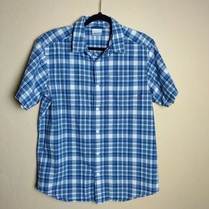 Columbia Shirt Mens size M  Blue Plaid Regular Fit Button Up Camp Casual Outdoor